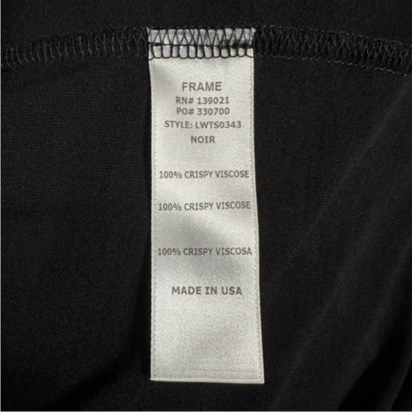 FRAME tie neck short sleeve lightweight soft casual v neck black top jersey - Picture 4 of 4